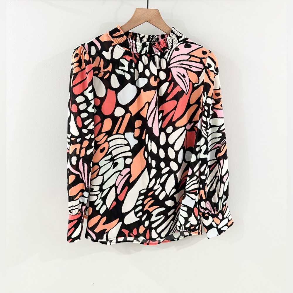 Jodifl Multi Color Geo Print Blouse Size Medium - image 4